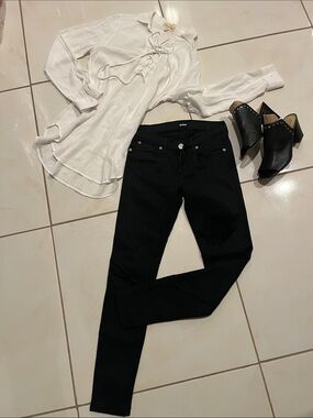 Hudson Jeans Krista Black Mid-Rise Skinny Denim 25